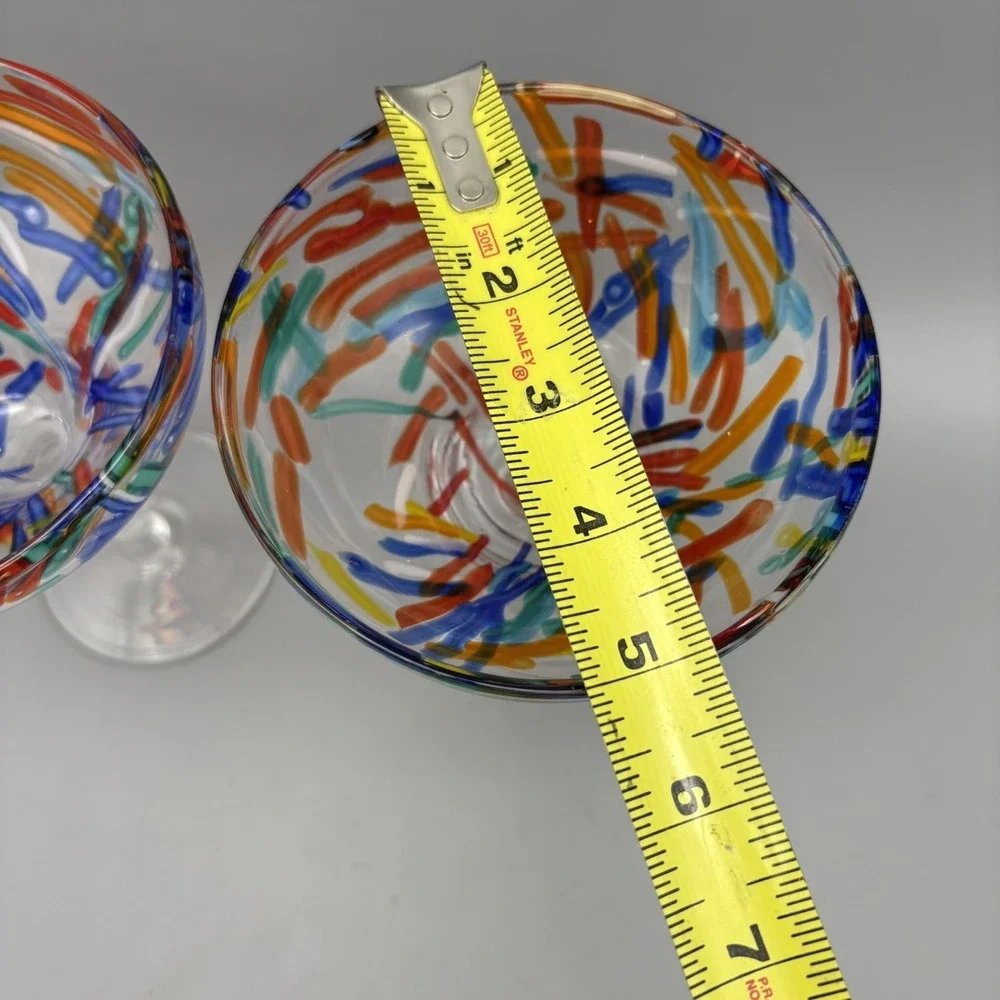 LOT OF 2 PIER 1 IMPORTS‎ Hand Blown Multicolored Millefiori Confettii MARGARITA